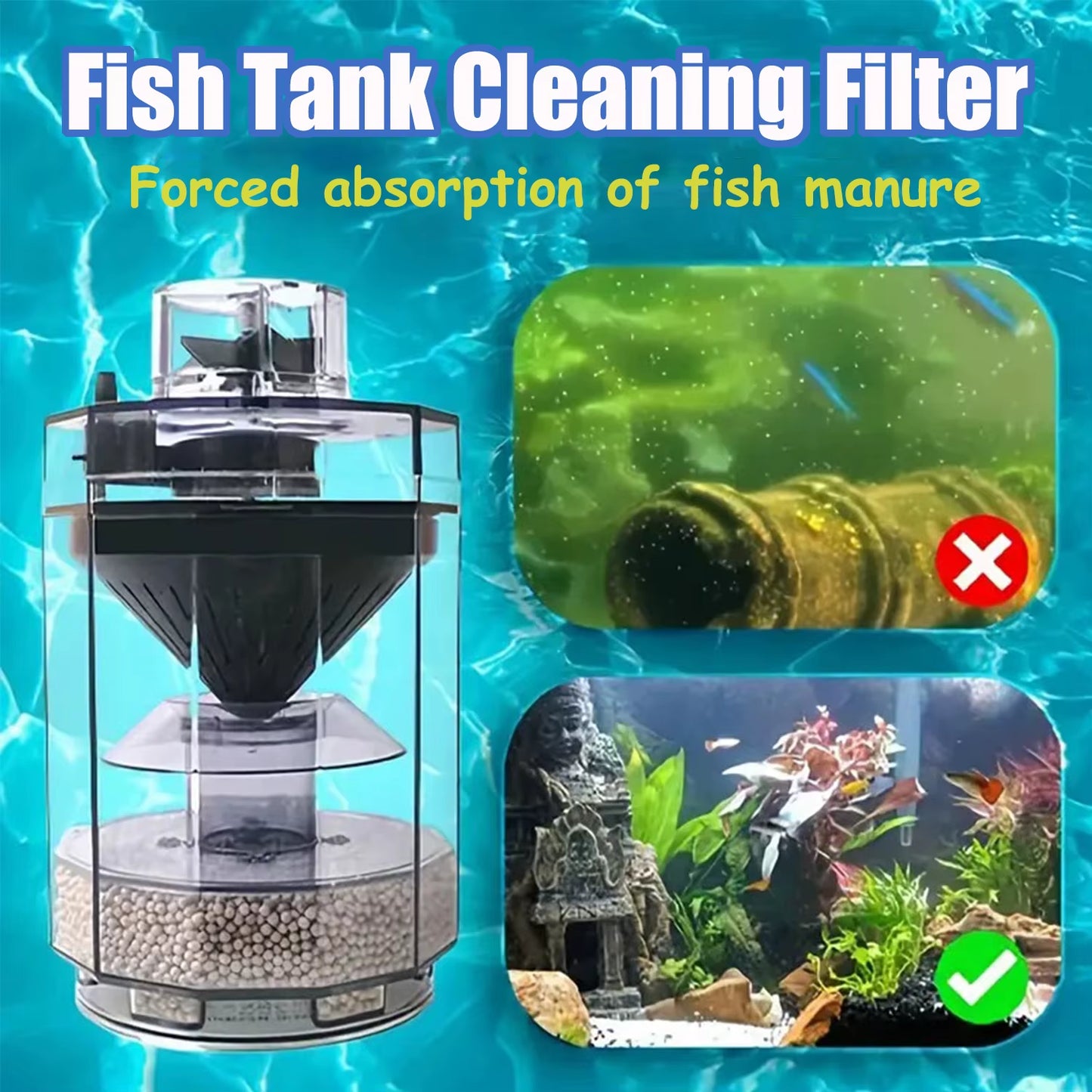Fish Stool Suction Collector Fish Tank Filter Aquarium Tank Fully Automatic Fish Dung Suction Separator